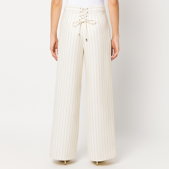 NWT Jean Paul Gaultier Lace Up Pinstripe Trousers Size 38 - Picture 1 of 15